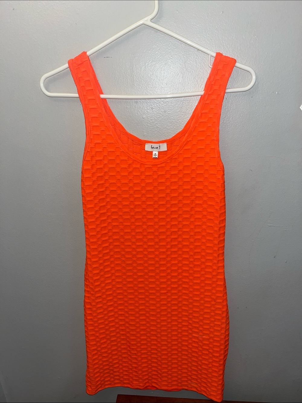 love J Bright Orange Textured Tank Dress